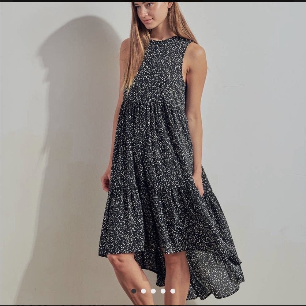 MITTOSHOP - ABSTRACT DOT PRINT RUFFLE MIDI DRESS